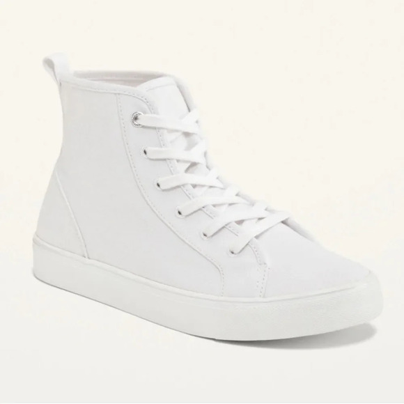 OLD NAVY Gender‎ Neutral Canvas High Top Sneakers in Solid White - Picture 1 of 9